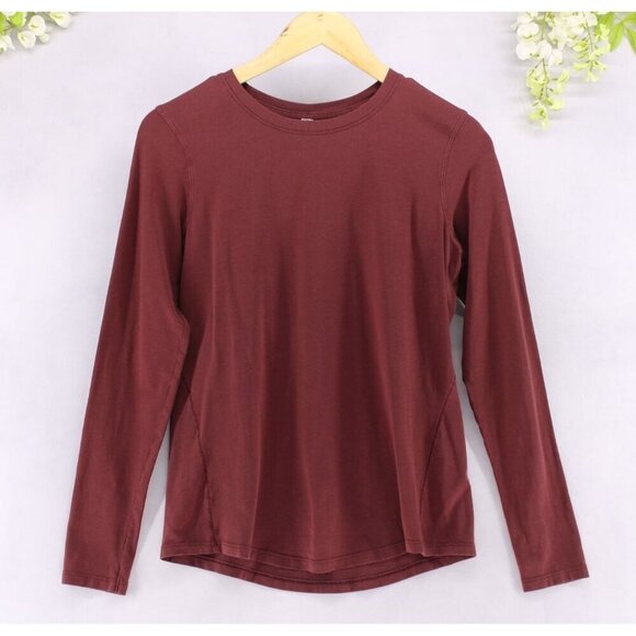 Lululemon Women's Athleta Pima Cotton & Lycra Long Sleeve Crew Neck Shirt Size 4 - Picture 1 of 6
